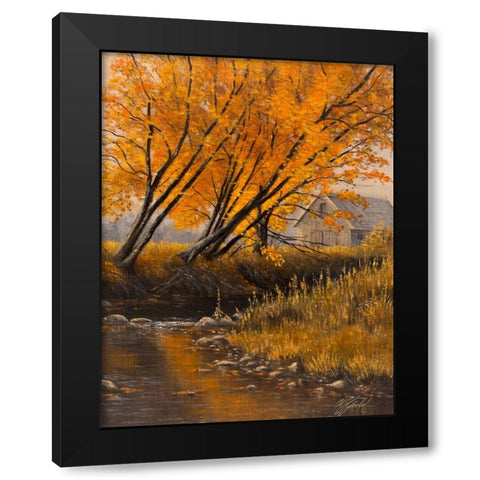 Undercut Bank Black Modern Wood Framed Art Print with Double Matting by Goebel, Wilhelm