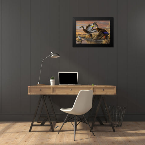 Black Ducks Black Modern Wood Framed Art Print by Goebel, Wilhelm