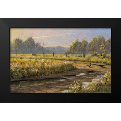 Country Lane Black Modern Wood Framed Art Print by Goebel, Wilhelm