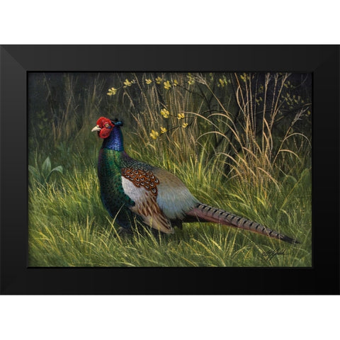 Japanese Green Pheasant Black Modern Wood Framed Art Print by Goebel, Wilhelm