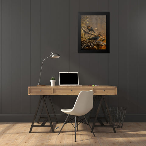 Rusty Blackbirds Black Modern Wood Framed Art Print by Goebel, Wilhelm