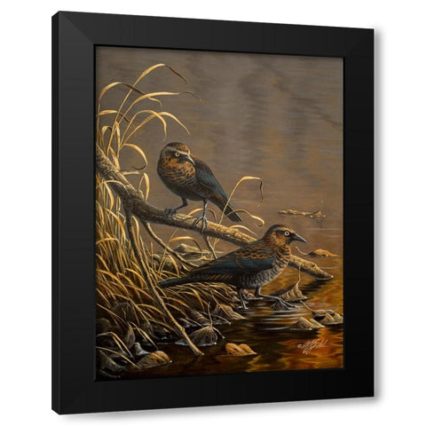 Rusty Blackbirds Black Modern Wood Framed Art Print by Goebel, Wilhelm