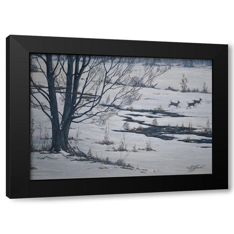 Sprint Through Winter Black Modern Wood Framed Art Print by Goebel, Wilhelm