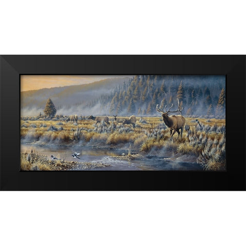 Autumn Classic - Elk Black Modern Wood Framed Art Print by Goebel, Wilhelm