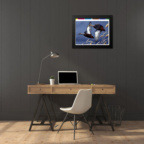 1984 Black Ducks Black Modern Wood Framed Art Print by Goebel, Wilhelm