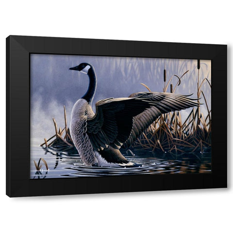 1992 Canada Goose Black Modern Wood Framed Art Print by Goebel, Wilhelm