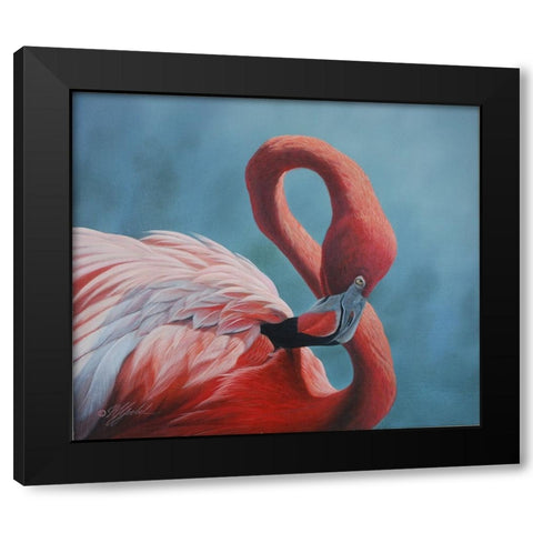 Figure 8 - Flamingo Black Modern Wood Framed Art Print with Double Matting by Goebel, Wilhelm