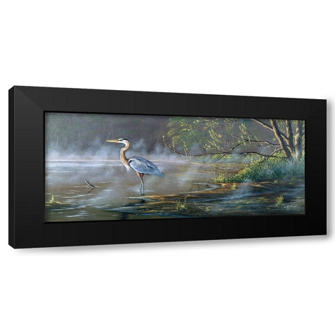 Quiet Cove - Great Blue Heron Black Modern Wood Framed Art Print with Double Matting by Goebel, Wilhelm