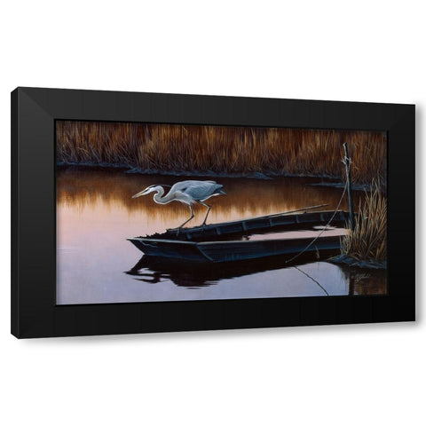 Vantage Point - Great Blue Heron Black Modern Wood Framed Art Print by Goebel, Wilhelm