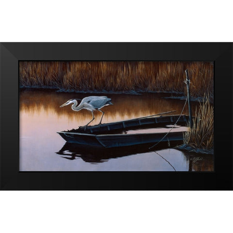 Vantage Point - Great Blue Heron Black Modern Wood Framed Art Print by Goebel, Wilhelm