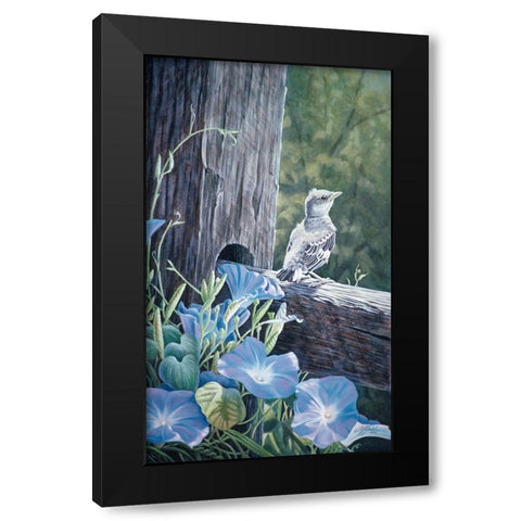 The Fledgling - Young Mockingbird Black Modern Wood Framed Art Print by Goebel, Wilhelm