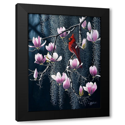 Southern Cheer - Cardinal Black Modern Wood Framed Art Print by Goebel, Wilhelm