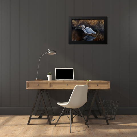 Making Strides - Great Blue Heron Black Modern Wood Framed Art Print by Goebel, Wilhelm