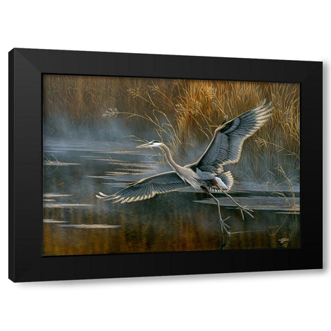 Misty Flight Black Modern Wood Framed Art Print with Double Matting by Goebel, Wilhelm
