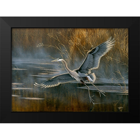 Misty Flight Black Modern Wood Framed Art Print by Goebel, Wilhelm