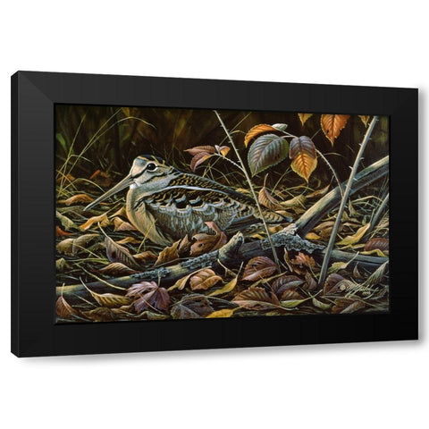 Migration Stop  - Woodcock Black Modern Wood Framed Art Print by Goebel, Wilhelm