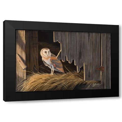 Ready For The Hunt Barn Owl Black Modern Wood Framed Art Print by Goebel, Wilhelm