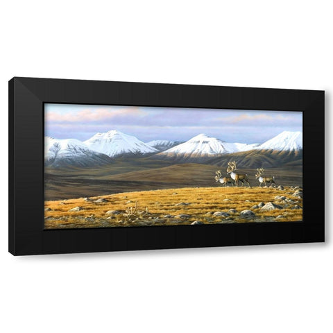 Time Passages Mountain Caribou Black Modern Wood Framed Art Print by Goebel, Wilhelm