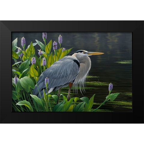 Biding Time Great Blue Heron Black Modern Wood Framed Art Print by Goebel, Wilhelm