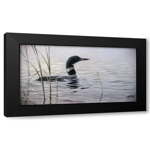 Emerging Loon Black Modern Wood Framed Art Print by Goebel, Wilhelm