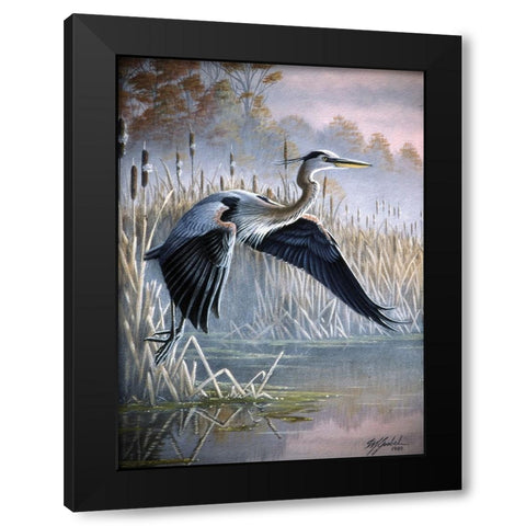 Secluded Cove Black Modern Wood Framed Art Print with Double Matting by Goebel, Wilhelm