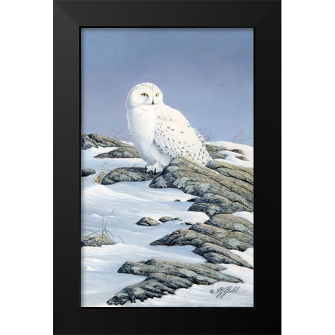 Snowy Owl Black Modern Wood Framed Art Print by Goebel, Wilhelm