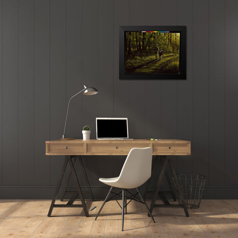 First Bird Black Modern Wood Framed Art Print by Goebel, Wilhelm