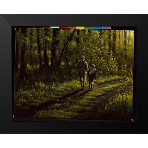 First Bird Black Modern Wood Framed Art Print by Goebel, Wilhelm