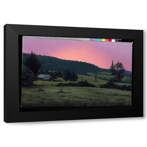 Hillside At Dusk Black Modern Wood Framed Art Print with Double Matting by Goebel, Wilhelm