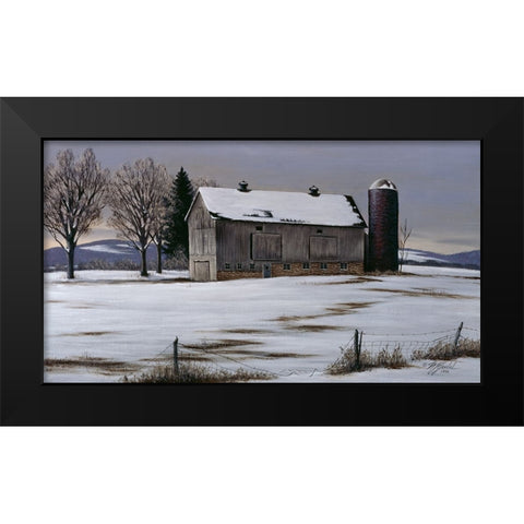 Winter Barn Black Modern Wood Framed Art Print by Goebel, Wilhelm