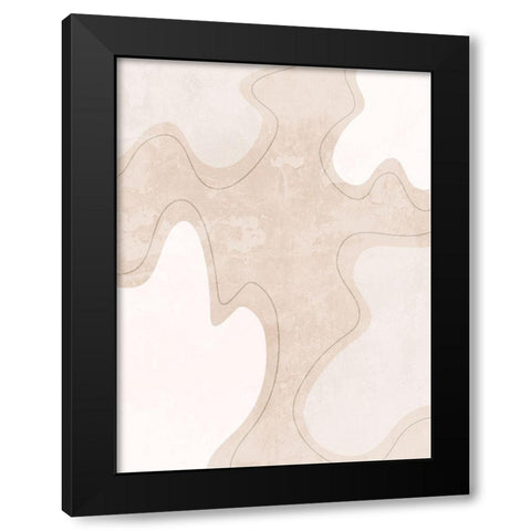 Faded Curves Black Modern Wood Framed Art Print with Double Matting by Adebowale