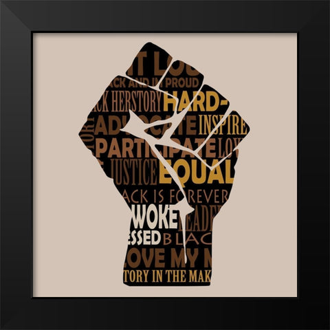 Powerful Black Modern Wood Framed Art Print by Adebowale