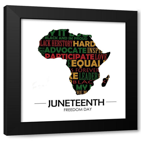 Juneteenth Pride Black Modern Wood Framed Art Print with Double Matting by Adebowale