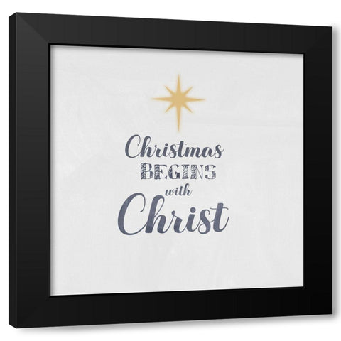 Christmas Begins Black Modern Wood Framed Art Print by Adebowale