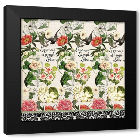 Floral Curtain Black Modern Wood Framed Art Print by Art Creations