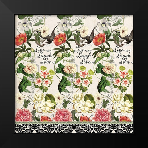 Floral Curtain Black Modern Wood Framed Art Print by Art Creations