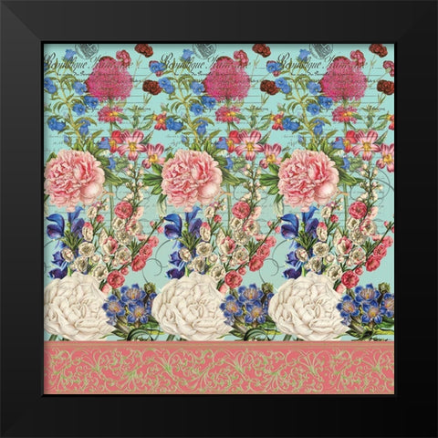 Floral Curtain 2 Black Modern Wood Framed Art Print by Art Creations