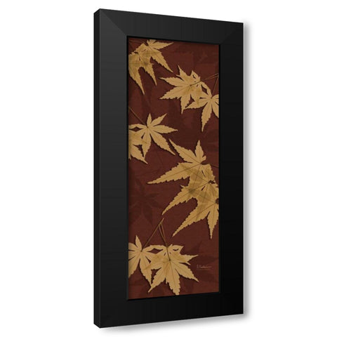 Leaves Brown on Red 2 Black Modern Wood Framed Art Print by Koetsier, Albert