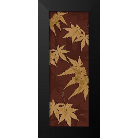 Leaves Brown on Red 2 Black Modern Wood Framed Art Print by Koetsier, Albert