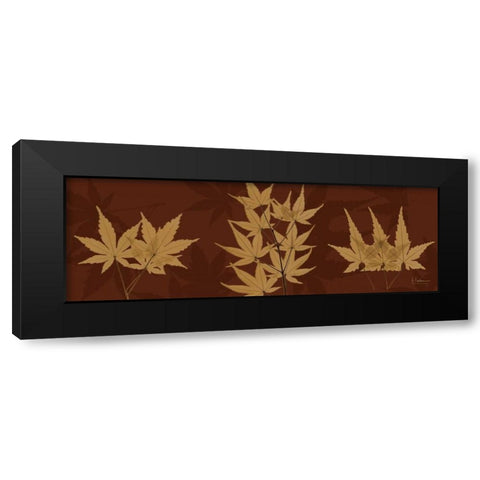 Leaves Brown on Red 3 Black Modern Wood Framed Art Print with Double Matting by Koetsier, Albert