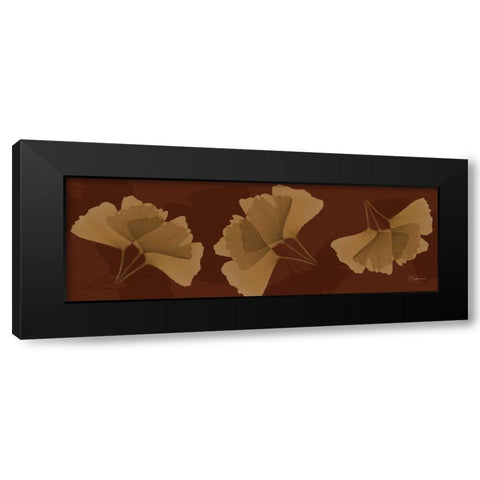 Leaves Brown on Red 4 Black Modern Wood Framed Art Print by Koetsier, Albert