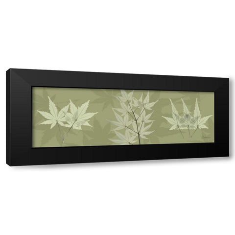 Leaves on Green Black Modern Wood Framed Art Print with Double Matting by Koetsier, Albert