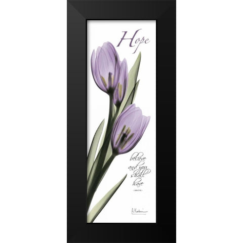 Tulips in Purple - Hope Black Modern Wood Framed Art Print by Koetsier, Albert