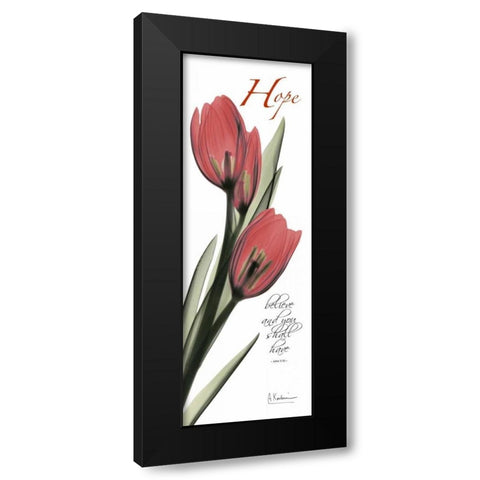 Tulips in Red  - Hope Black Modern Wood Framed Art Print by Koetsier, Albert