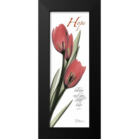 Tulips in Red  - Hope Black Modern Wood Framed Art Print by Koetsier, Albert