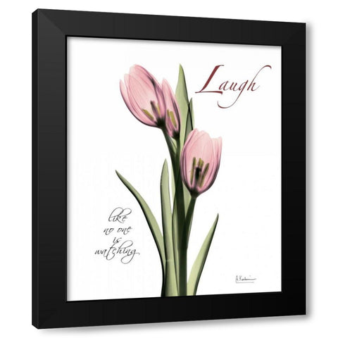 Tulip in Pink - Laugh Black Modern Wood Framed Art Print by Koetsier, Albert
