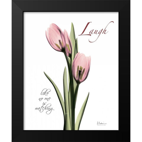 Tulip in Pink - Laugh Black Modern Wood Framed Art Print by Koetsier, Albert