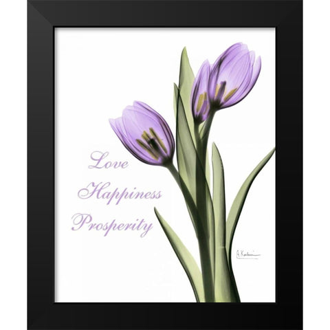 Purple Tulips Love Happiness Black Modern Wood Framed Art Print by Koetsier, Albert