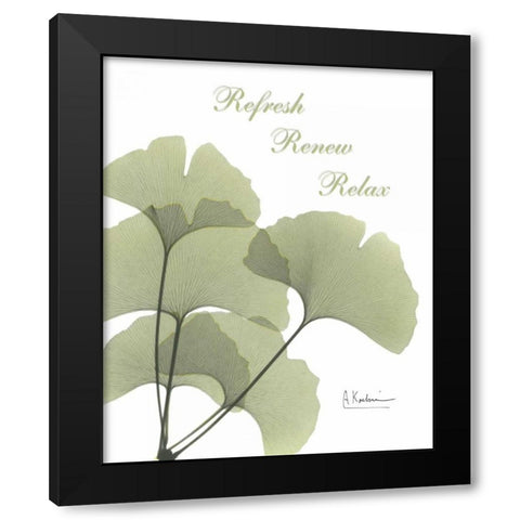 Ginkgo in Green - Mind Body Black Modern Wood Framed Art Print with Double Matting by Koetsier, Albert