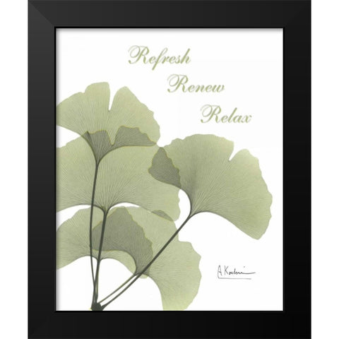 Ginkgo in Green - Mind Body Black Modern Wood Framed Art Print by Koetsier, Albert